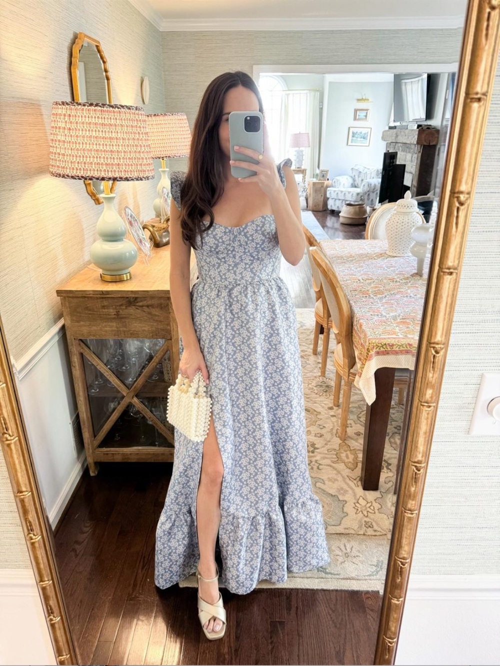 Floral Satin Corset Maxi Dessy Collection